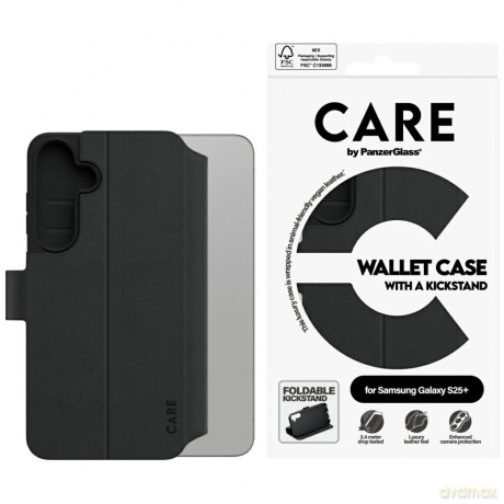 Etui CARE by PanzerGlass Feature Wallet Kickstand na Samsung Galaxy S25+ - czarne