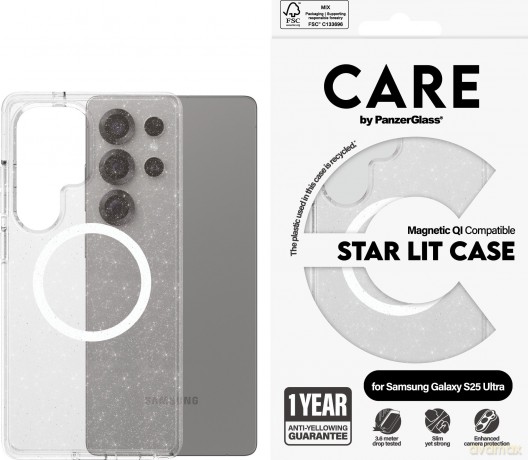 Etui CARE by PanzerGlass Flagship Urban Combat StarLight White QI na Samsung Galaxy S25 Ultra - przezroczyste