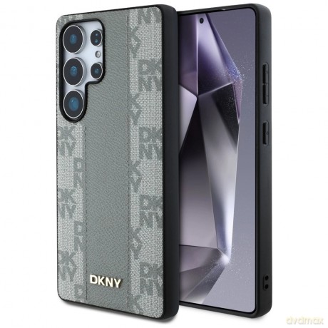 Etui DKNY Leather Checkered Pattern MagSafe na Samsung Galaxy S25 Ultra - szare