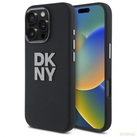Etui DKNY Liquid Silicone Metal Logo na iPhone 16 Pro - czarne