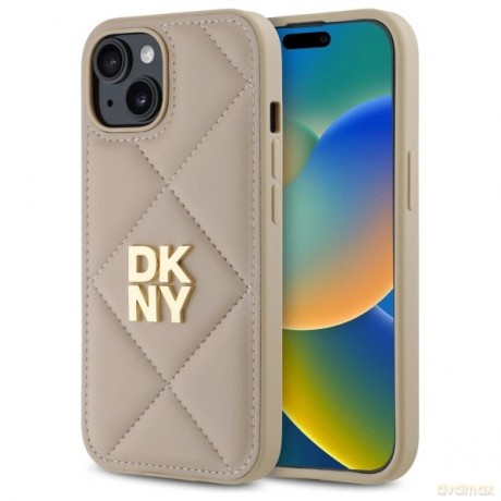 Etui DKNY Quilted Stack Logo na iPhone 15 - beżowe
