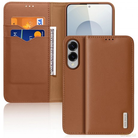 Etui Dux Ducis Hivo na Samsung Galaxy S25 Edge z klapką i ochroną RFID - brązowe