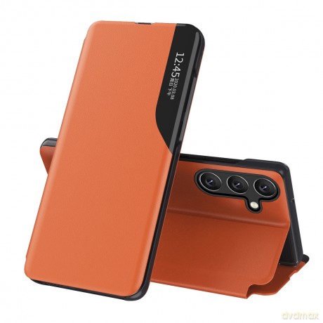Etui Eco Leather View Case elegancki futerał z klapką i funkcją podstawki na Samsung Galaxy A26 - pomarańczowe