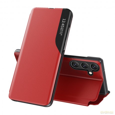 Etui Eco Leather View Case elegancki futerał z klapką i funkcją podstawki na Samsung Galaxy A36 - czerwone