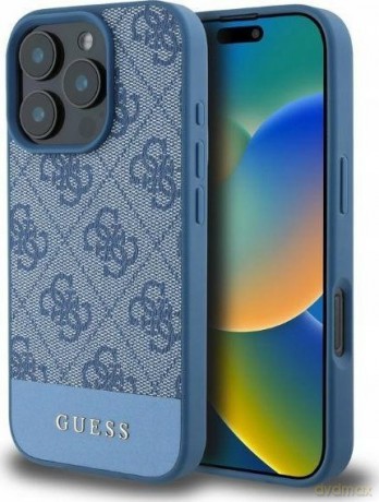 Etui Guess 4G Bottom Stripe na iPhone 16 Pro Max - niebieskie