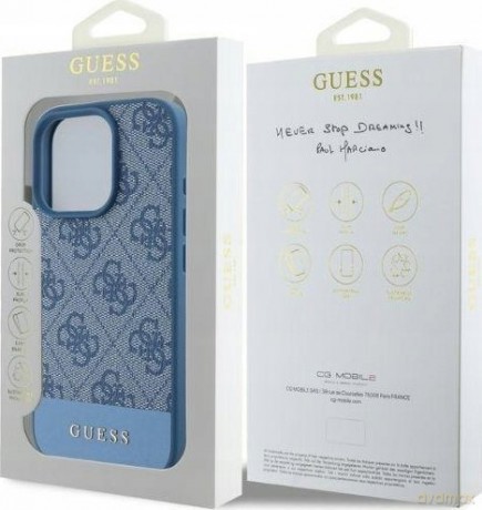 Etui Guess 4G Bottom Stripe na iPhone 16 Pro Max - niebieskie