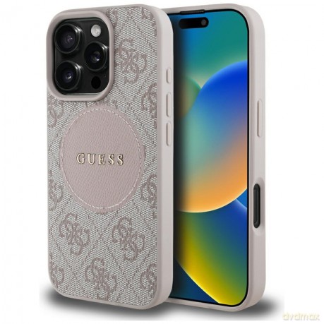 Etui Guess 4G Circle Classic Logo MagSafe na iPhone 16 Pro Max - różowe