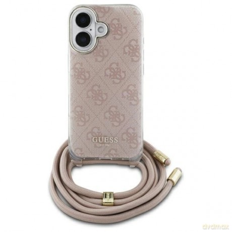 Etui Guess Crossbody Cord 4G Print na iPhone 16 - różowe