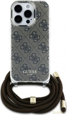 Etui Guess Crossbody Cord 4G Print na iPhone 16 Pro Max - brązowe