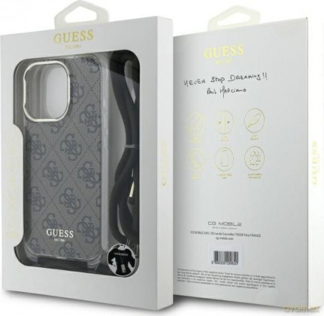 Etui Guess Crossbody Cord 4G Print na iPhone 16 Pro Max - brązowe