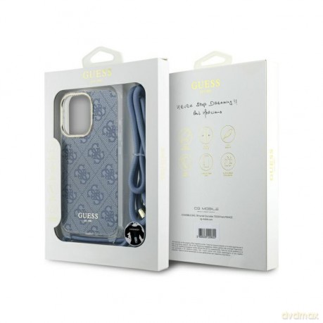 Etui Guess Crossbody Cord 4G Print na iPhone 16 Pro Max - niebieskie