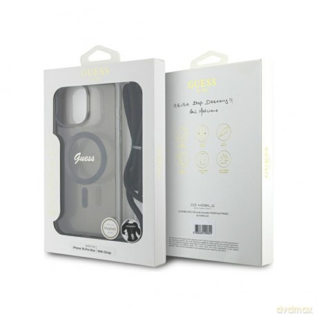 Etui Guess Crossbody Cord Script MagSafe na iPhone 16 Pro - czarne