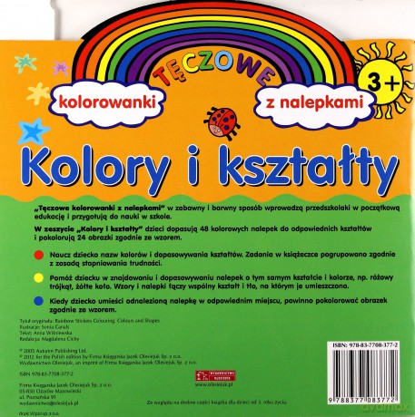 Tęczowe kolorowanki z nalepkami. Kolory i kształty [KSIĄŻKA]