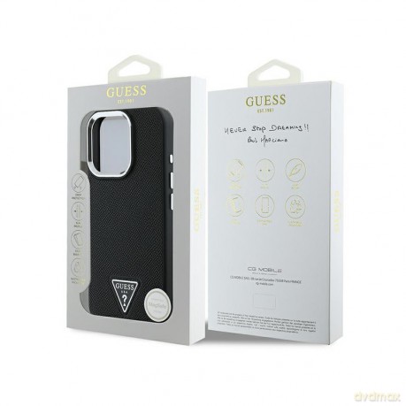 Etui Guess Grained Triangle MagSafe na iPhone 16 Pro - czarne