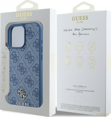 Etui Guess HC PU 4G Small 4G and Classic na iPhone 16 Pro Max MagSafe - niebieskie