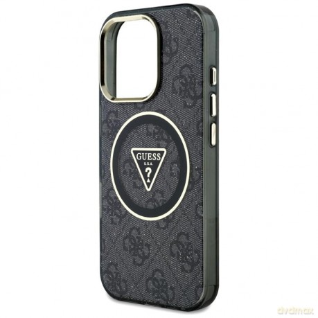 Etui Guess IML Metal Glitter 4G Circle Triangle MagSafe na iPhone 16 Pro Max - czarne