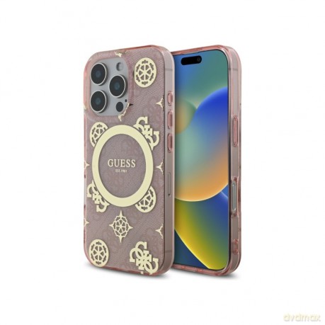 Etui Guess IML Peony On 4G Background MagSafe na iPhone 16 Pro - różowe