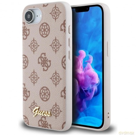 Etui Guess Peony Script Logo MagSafe na iPhone 16e - brązowe