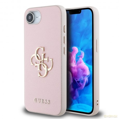 Etui Guess PU Grained 4G Metal Logo na iPhone 16e - różowe