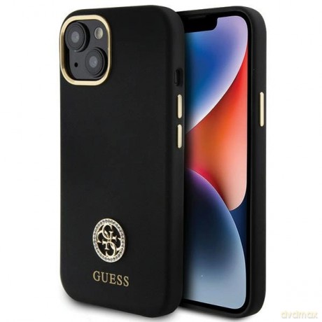 Etui Guess Silicone Logo Strass 4G do iPhone 15 - czarne