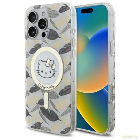 Etui Hello Kitty IML Golden Leaves MagSafe na iPhone 16 Pro Max - białe