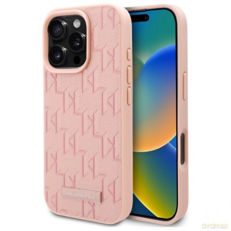 Etui Karl Lagerfeld Hot Stamp Magsafe na iPhone 16 Pro Max - różowe