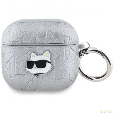Etui Karl Lagerfeld Monogram Choupette Head na AirPods 4 - srebrne