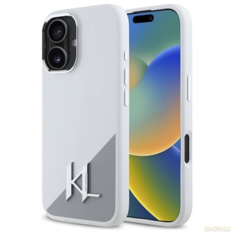 Etui Karl Lagerfeld Silicone Initial Metal Logo MagSafe na iPhone 16 - białe