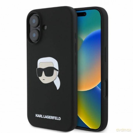 Etui Karl Lagerfeld Silicone Karl Head Print MagSafe na iPhone 16 - czarne
