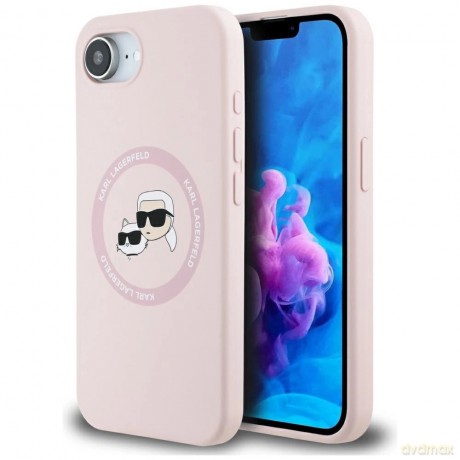 Etui Karl Lagerfeld Silicone Karl&Choupette Heads MagSafe na iPhone 16e - różowe