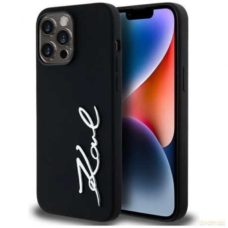 Etui Karl Lagerfeld Silicone Metal Script Logo do iPhone 14 Pro Max czarny