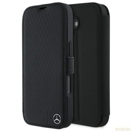 Etui Mercedes Leather Wood Imitation na iPhone 16 - czarne