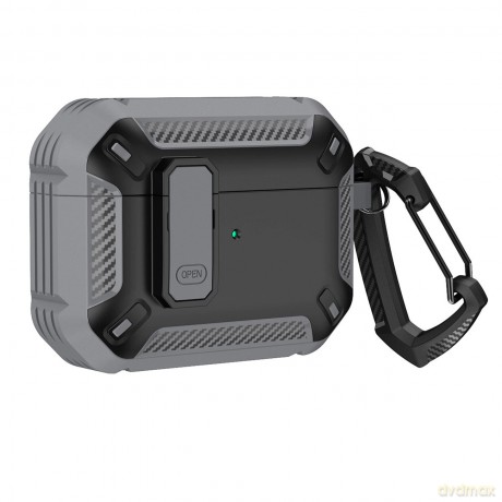Etui pancerne na Airpods 4 z karabińczykiem - szare