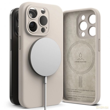 Etui Ringke Silicone MagSafe na iPhone 15 Pro - beżowy