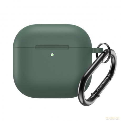 Etui silikonowe na Airpods 4 z karabińczykiem - zielone