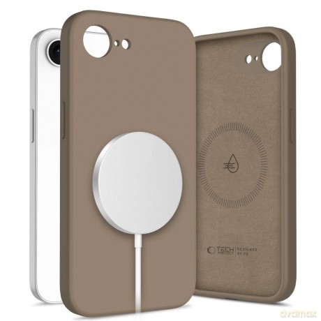 Etui Tech-Protect Liquid Silicone MagSafe na iPhone 16e - brązowe
