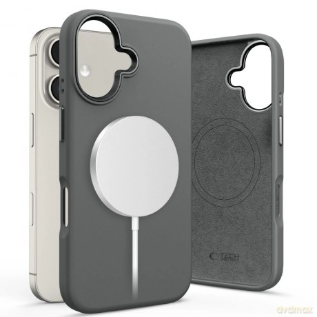 Etui Tech-Protect Silicone PU MagSafe na iPhone 16 - szare
