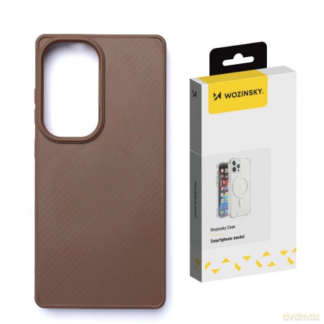 Etui Wozinsky Carbon Fibre Case z MagSafe na Samsung Galaxy S25 - brązowe