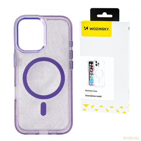 Etui Wozinsky Glitter Case MagSafe na Samsung Galaxy S24 FE - fioletowe z brokatem