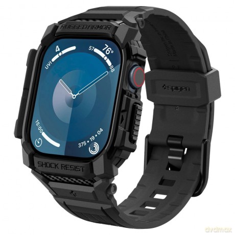 Etui z paskiem Spigen Rugged Armor Pro na Apple Watch 10 (42 mm) - czarne