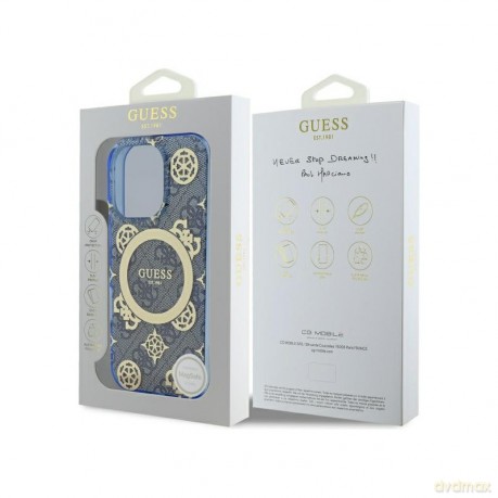 Guess GUHMP16XH4PYEEB iPhone 16 Pro Max 6.9" niebieski/blue hardcase IML Peony On 4G Background MagSafe