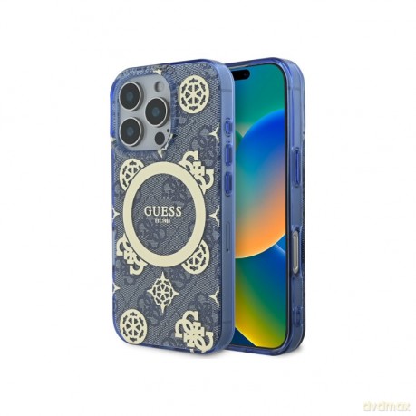 Guess GUHMP16XH4PYEEB iPhone 16 Pro Max 6.9" niebieski/blue hardcase IML Peony On 4G Background MagSafe