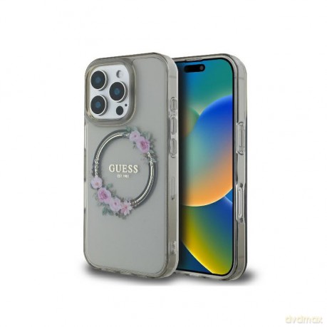 Guess GUHMP16XHFWFCK iPhone 16 Pro Max 6.9" czarny/black hardcase IML Flowers Wreath MagSafe