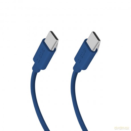 Kabel SBS TECABLETISSUETCCB USB-C - USB-C 1,5m 60W w oplocie - niebieski