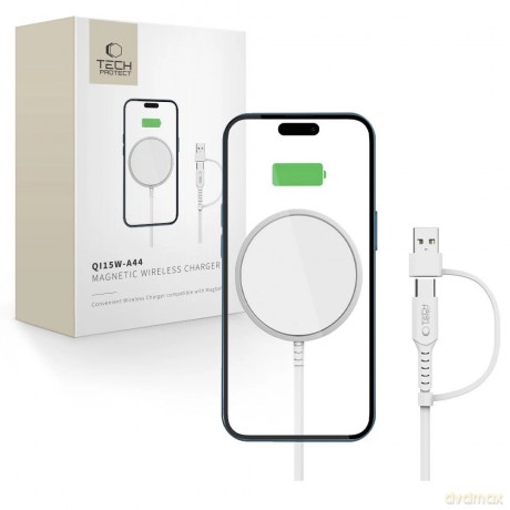 Ładowarka bezprzewodowa magnetyczna Tech-Protect QI15W-A44 z MagSafe - biała