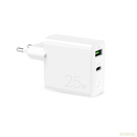 Ładowarka sieciowa Puro 25W Power Delivery USB-A USB-C - biała