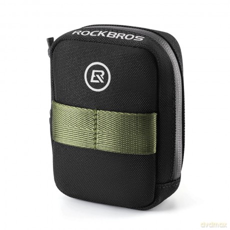 Mini torba podsiodłowa Rockbros z uchwytem na naboje CO2 - czarno-zielona