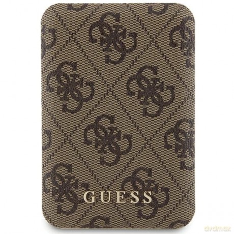 Powerbank indukcyjny Guess 4G Leather Metal Logo MagSafe 15W 5000mAh - brązowy