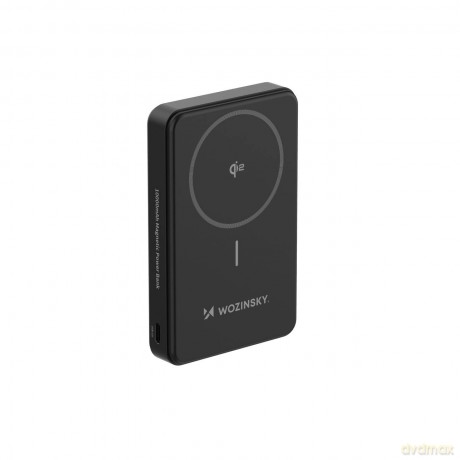 Powerbank Wozinsky WLWP-10KA0Y3S 22,5W PD Qi2 10000 mAh, z podstawką, 1x USB-A, 1x USB-C - czarny