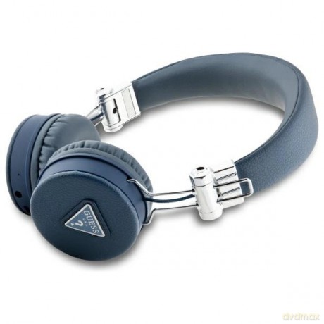 Słuchawki nauszne Bluetooth Guess Grained Classic Round Shape ENC - niebieskie